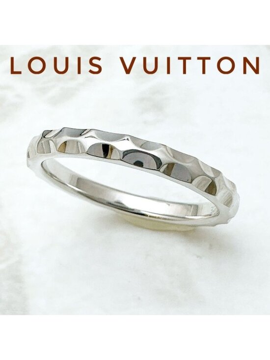 Louis Vuitton Jewelry - Louis Vuitton Monogram Infini White Gold Ring 57